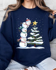 Cute Christmas Snowman Graphic Fleece Sweatshirts