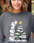 Cute Christmas Snowman Graphic Fleece Sweatshirts