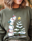 Cute Christmas Snowman Graphic Fleece Sweatshirts