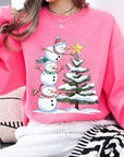 Cute Christmas Snowman Graphic Fleece Sweatshirts