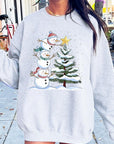 Cute Christmas Snowman Graphic Fleece Sweatshirts