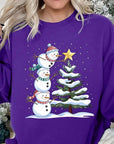 Cute Christmas Snowman Graphic Fleece Sweatshirts