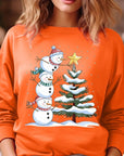 Cute Christmas Snowman Graphic Fleece Sweatshirts