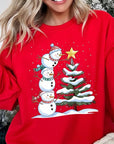 Cute Christmas Snowman Graphic Fleece Sweatshirts