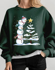 Cute Christmas Snowman Graphic Fleece Sweatshirts