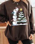 Cute Christmas Snowman Graphic Fleece Sweatshirts