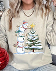 Cute Christmas Snowman Graphic Fleece Sweatshirts