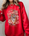 Not My Strength But His Tiger Graphic Sweatshirts