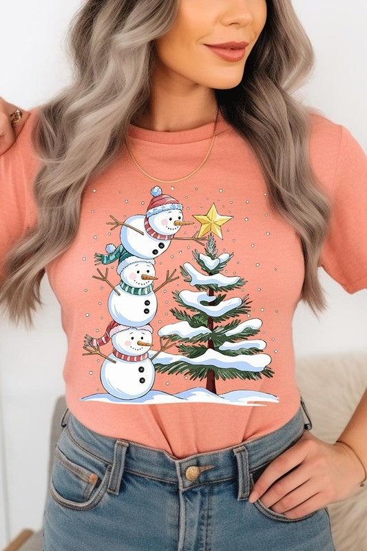 Cute Christmas Snowman Graphic Tee