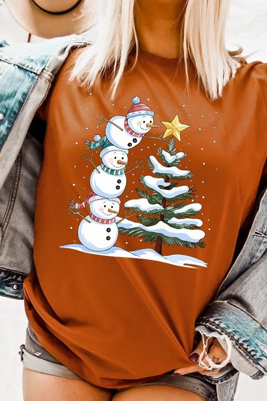 Cute Christmas Snowman Graphic Tee