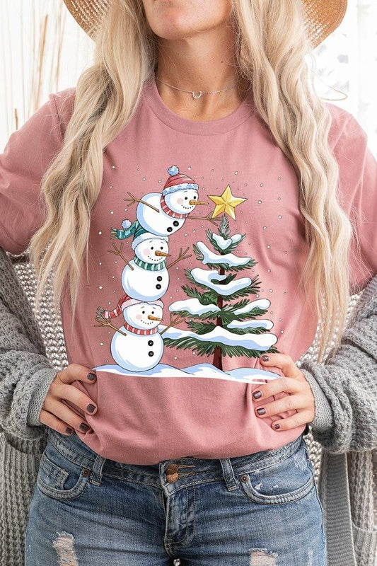 Cute Christmas Snowman Graphic Tee