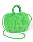 Braided Handle Faux Fur Plushy Bag