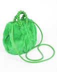 Braided Handle Faux Fur Plushy Bag