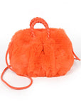 Braided Handle Faux Fur Plushy Bag