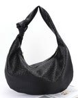 Knotted Handle Embossed Faux Leather Shoulder Bag