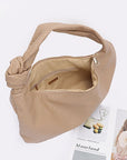 Knotted Handle Embossed Faux Leather Shoulder Bag