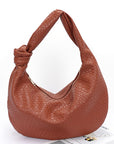 Knotted Handle Embossed Faux Leather Shoulder Bag