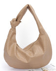 Knotted Handle Embossed Faux Leather Shoulder Bag