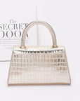 Croc Embossed Metallic Top Handle Bag