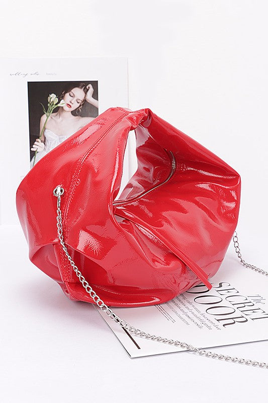 Patent Finish Faux Leather Top Handle Swing Bag