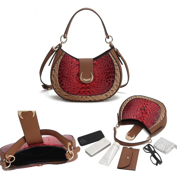 MKF Jain Croc-Embossed Shoulder Bag