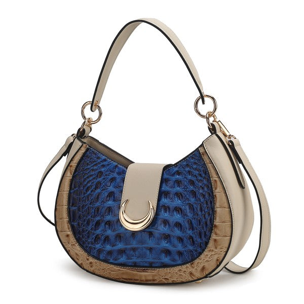 MKF Jain Croc-Embossed Shoulder Bag