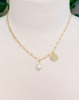 Pearl And Disc Chain Necklace