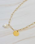 Pearl And Disc Chain Necklace