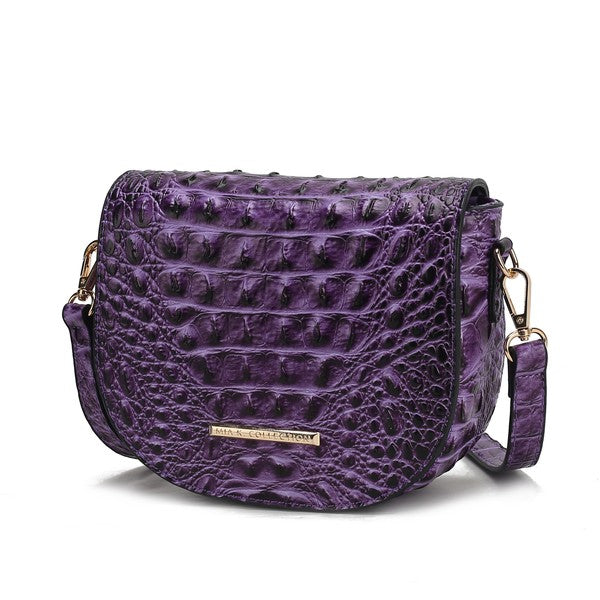 MKF Amalia Solid Croc-Embossed Crossbody Bag