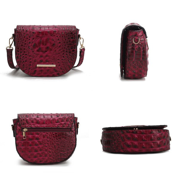 MKF Amalia Solid Croc-Embossed Crossbody Bag