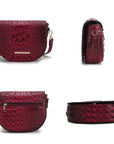 MKF Amalia Solid Croc-Embossed Crossbody Bag