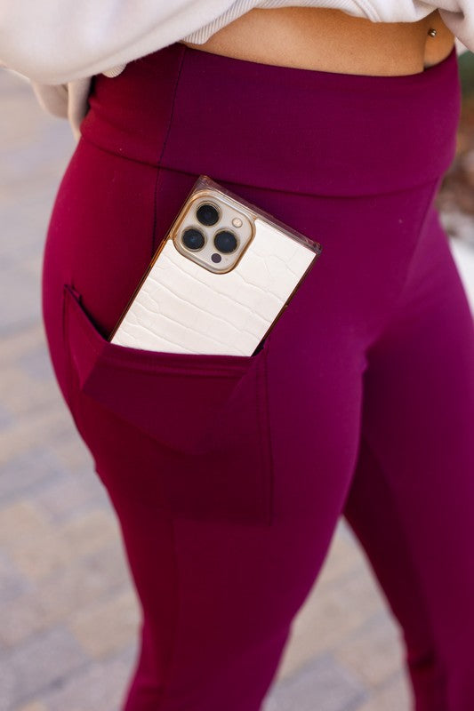 Julia Rose The Maeve Maroon Bootcut Leggings Round 2