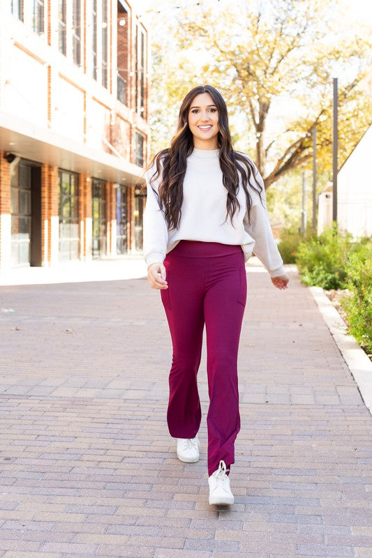 Julia Rose - The Maeve Maroon Bootcut Leggings