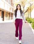 Julia Rose - The Maeve Maroon Bootcut Leggings