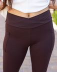 Julia Rose The Becca Brown Crossover Full Length Leggings