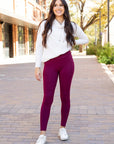 Julia Rose The Molly Maroon Crossover Full Length Leggings