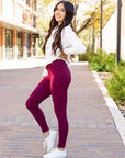 Julia Rose The Molly Maroon Crossover Full Length Leggings