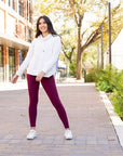 Julia Rose The Molly Maroon Crossover Full Length Leggings