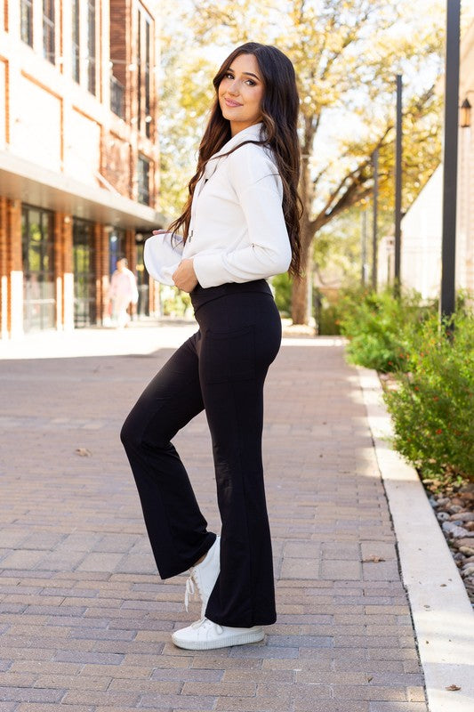 Julia Rose - The Liz - Crossover Bootcut Leggings with Pockets
