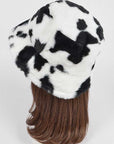 Cow Print Faux Fur Bucket Hat