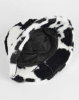 Cow Print Faux Fur Bucket Hat