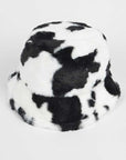 Cow Print Faux Fur Bucket Hat