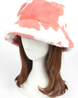 Cow Print Faux Fur Bucket Hat