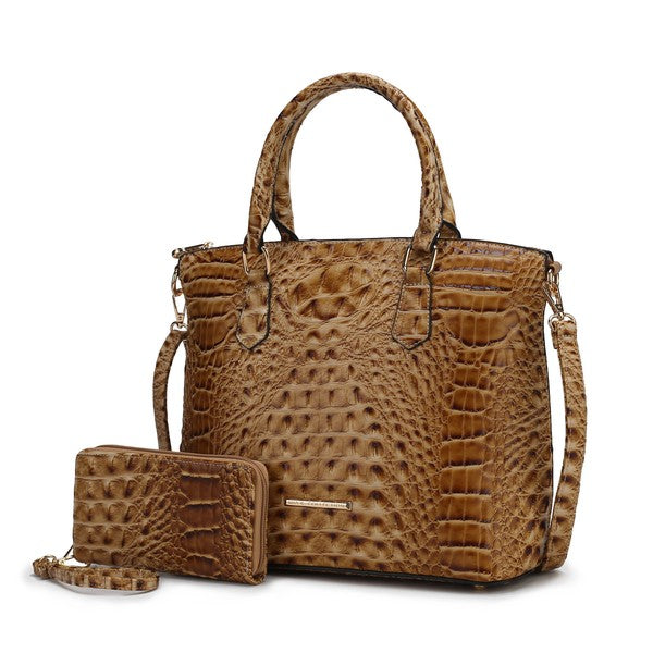 MKF Liora Croc Embossed Tote and Set by Mia K