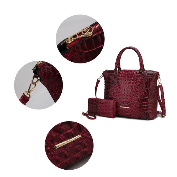 MKF Liora Croc Embossed Tote and Set by Mia K