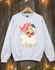 Retro Pink Santa Graphic Fleece Sweatshirts