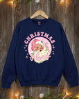 Pink Christmas Vibes Graphic Fleece Sweatshirts