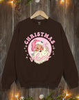 Pink Christmas Vibes Graphic Fleece Sweatshirts