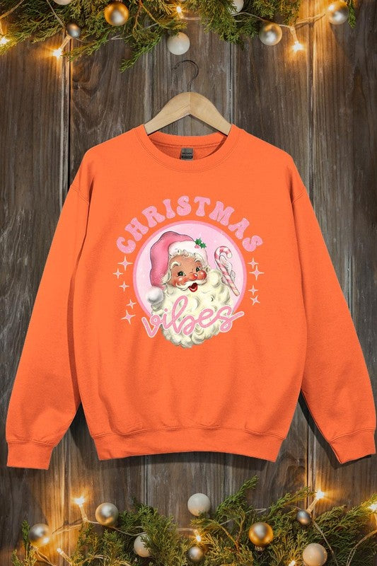 Pink Christmas Vibes Graphic Fleece Sweatshirts