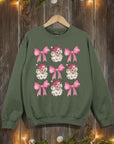 Coquette Pink Christmas Graphic Fleece Sweatshirts